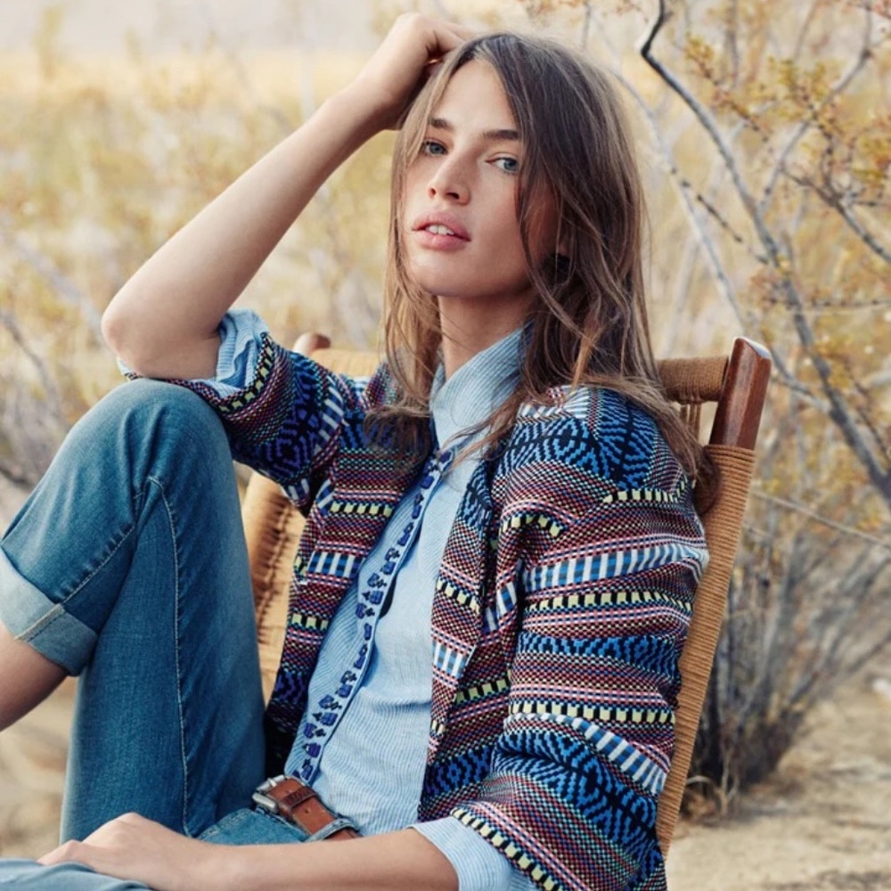 MaxMara Weekend multicolor woven jacket *AS IS* cropped pockets aztec southwest